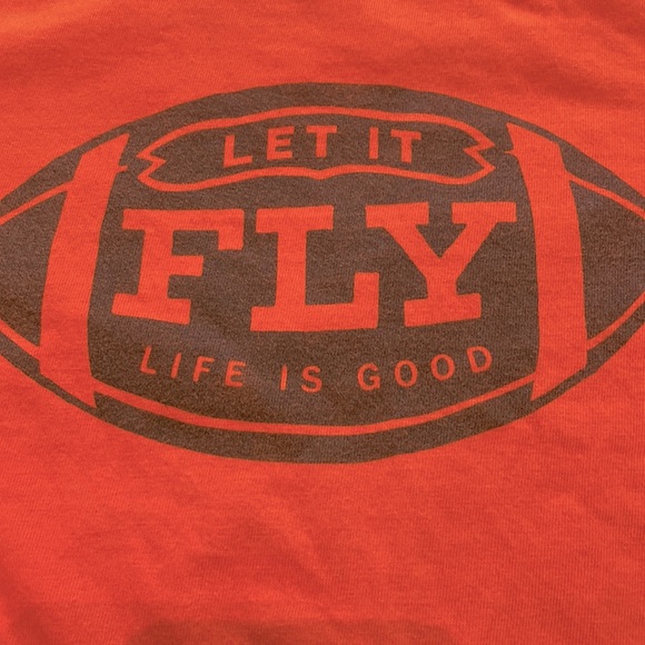 Boy’s Size L(10) Life is Good 100% Cotton Burnt Orange Football🏈 Themed T-shirt - Picture 2 of 6